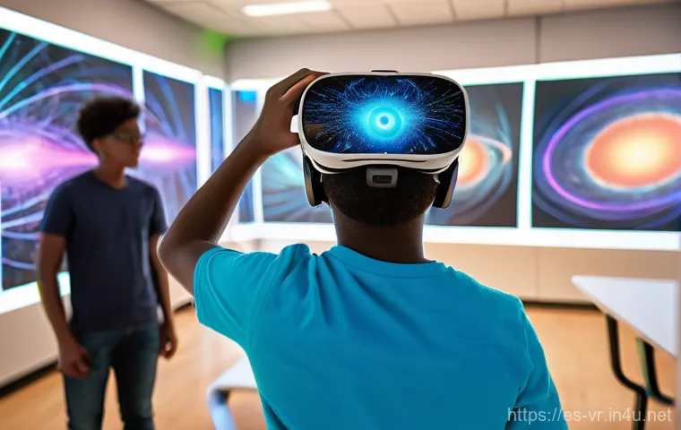 가상현실과 물리학 실험 - **Prompt 1: Immersive Learning: Unveiling Invisible Forces**
    "A group of diverse high school stu...